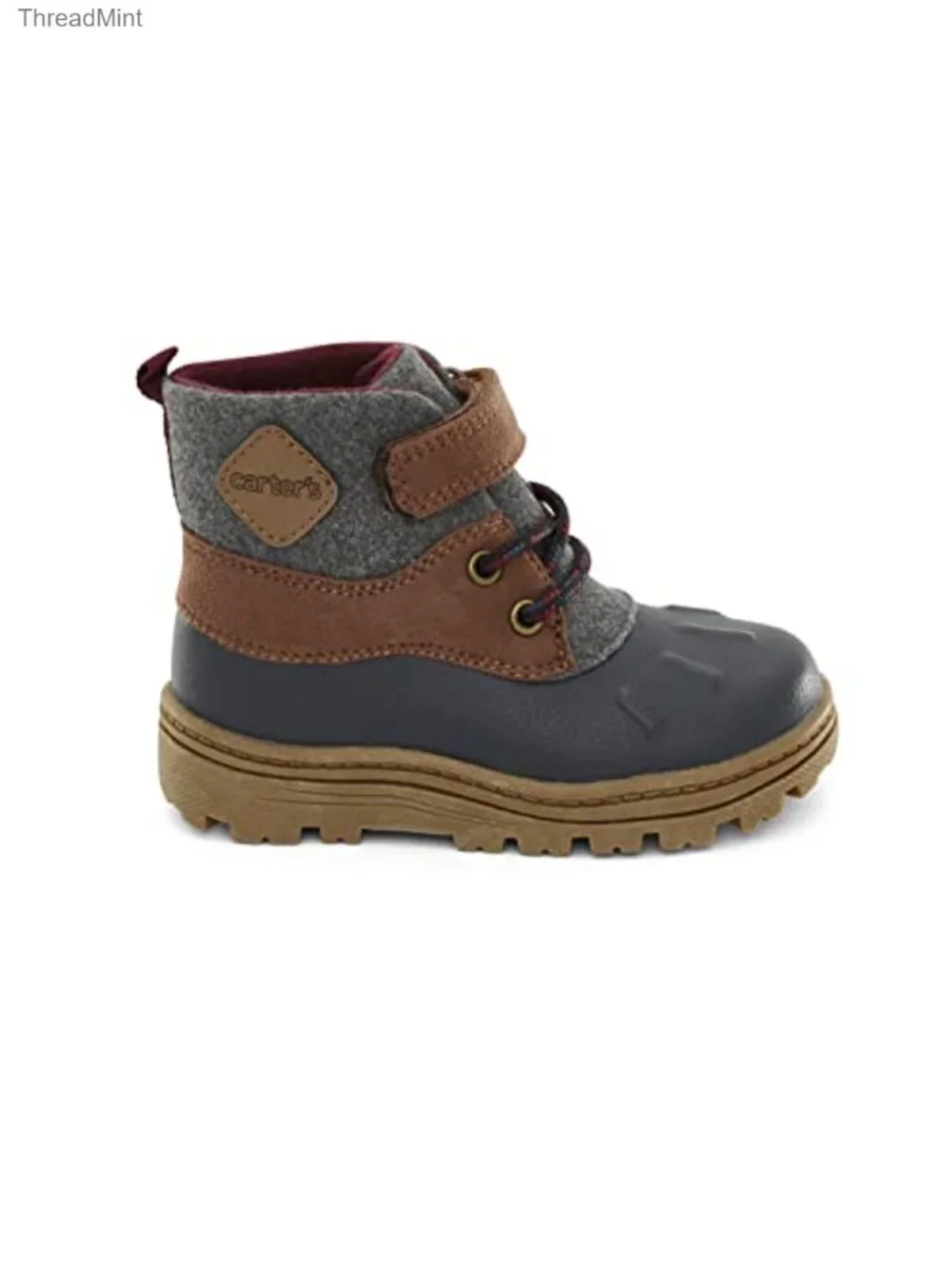 Kids Duck Boots with Hook-and-Loop Closure, Wool Fabric, Rubber Sole